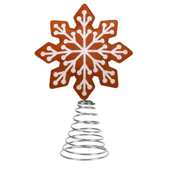 Christmas Tree Topper Rustic Felted Snowflake/Star Tree Topper Decorations for Indoor Outdoor Holiday Home Party Decor