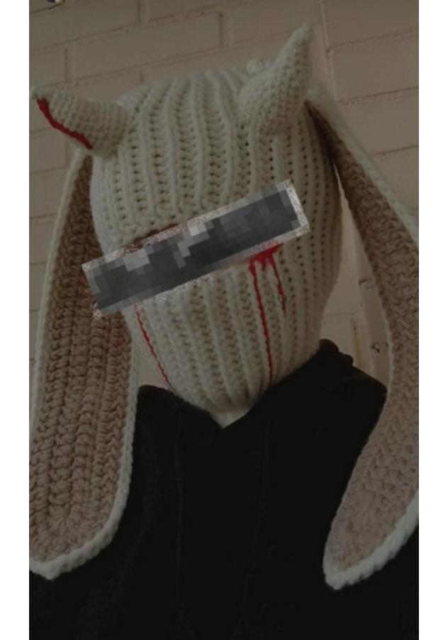 Y2K Style Crochet Halloween Party Cow Horn Parent-Child Ski Mask Hat