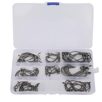 80 stuks Hoge Koolstofstaal Premium Vis Haken met Steek met Draagbare Plastic Doos Vis Accessoires