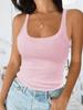 Women's Scoop Neck Ribbed Knit Tank Top Sleeveless Summer Camisole