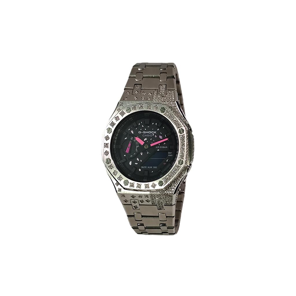 Casio Custom Collection GA2100 Quartz Movement Stainless Steel Strap Watch Men's Watches Black Dial GA-2100SKE-7A(Watch3--)