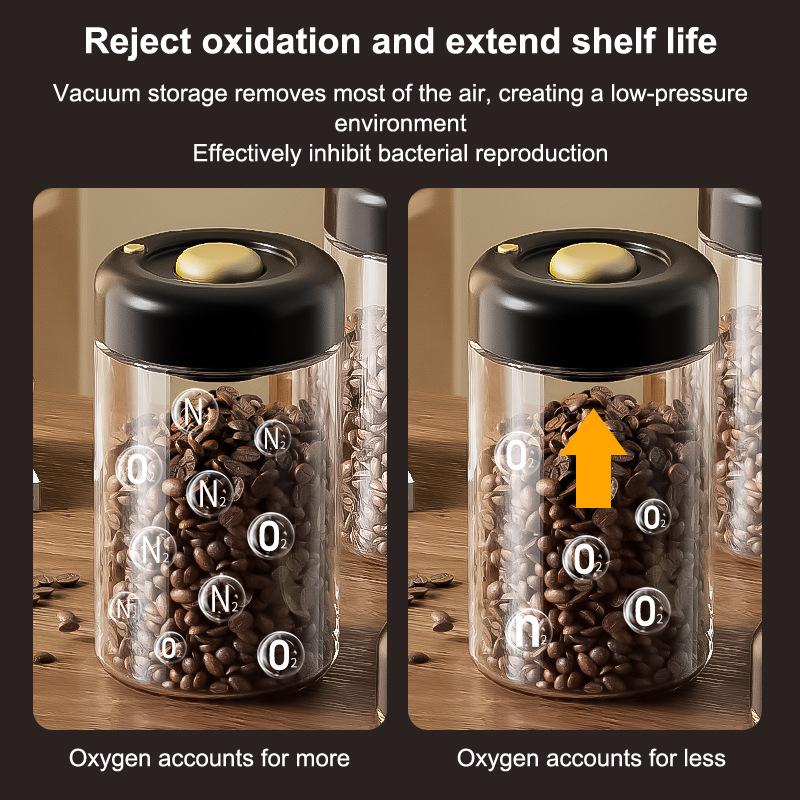 Coffee Beans Vacuum Sealed Tank Transparent Glass Food Storage Jars Household Moisture-Proof Air Extraction Airtight Container