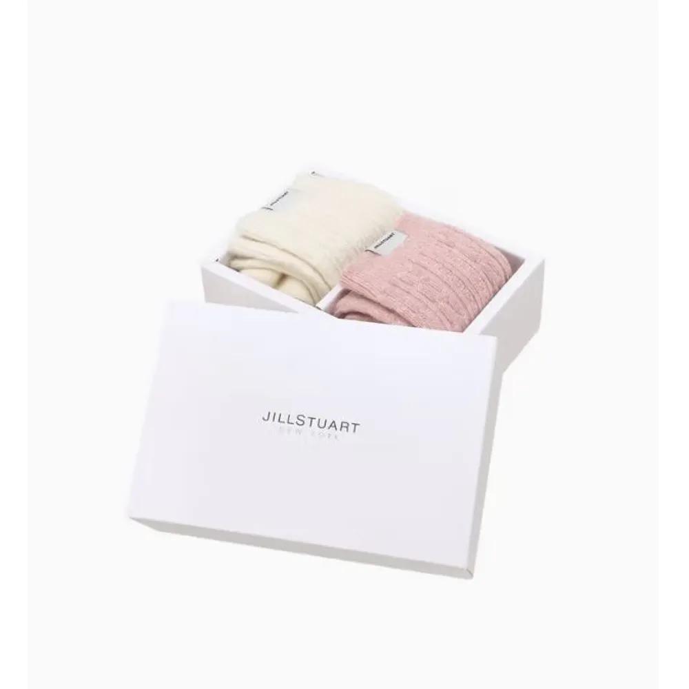 Women's Logo Beige Cable Knit Wool Blend Long Socks 2-Piece Set JASS5F030 I2