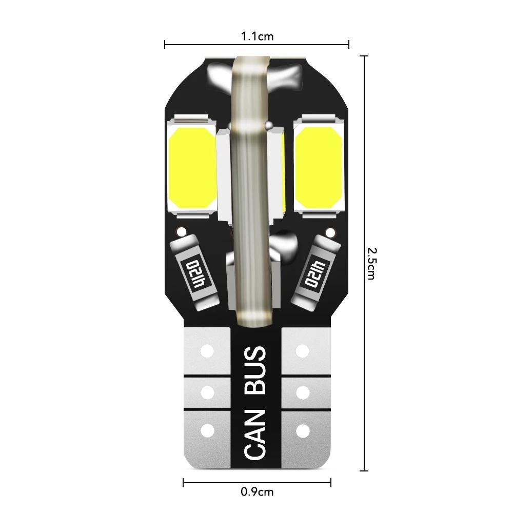 20PCS W5W T10 LED Bulbs Canbus 5730 8SMD 12V 6000K 194 168 LED Car Interior Map Dome Lights Parking Light Auto Signal Lamp Bulbs 7