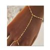 Stainless Steel Hand Chain Ring Bracelet for Women, Adjustable Gold Plated Doule-layer Bracelets, Christmas Party Zircon