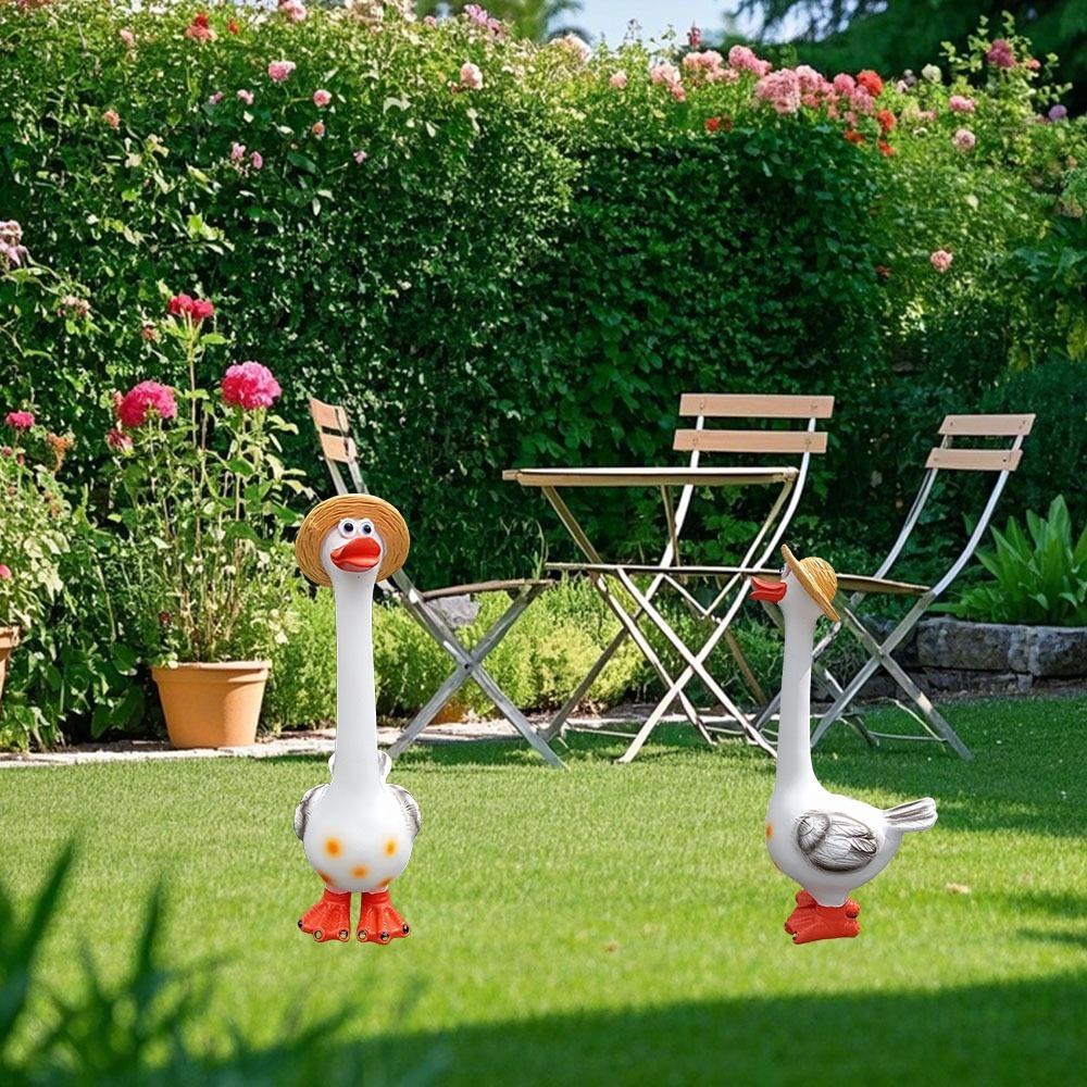 Cute Geese Figurine Resin Duck Sculpture Animal Sculpture Goose Figure  Home Office Desktop Decor