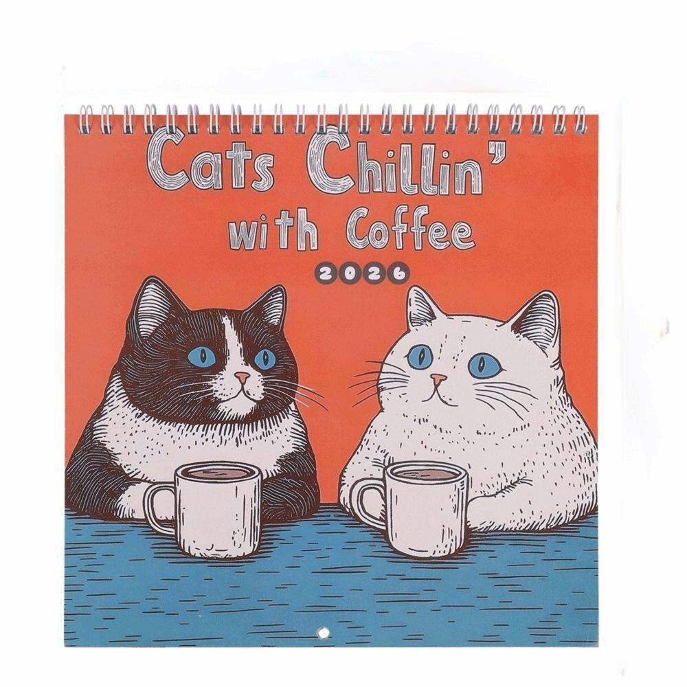 2026 Wall Calendar 2026 12 Month Layout Hangable Design Monthly Calendar Funny Cat Art Monthly Calendars Cat Design Calendar