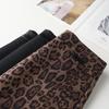 2024 Women's Khaki Suede Leopard Print Woolen Midi Skirt - New Autumn/Winter A-line Bodycon Design