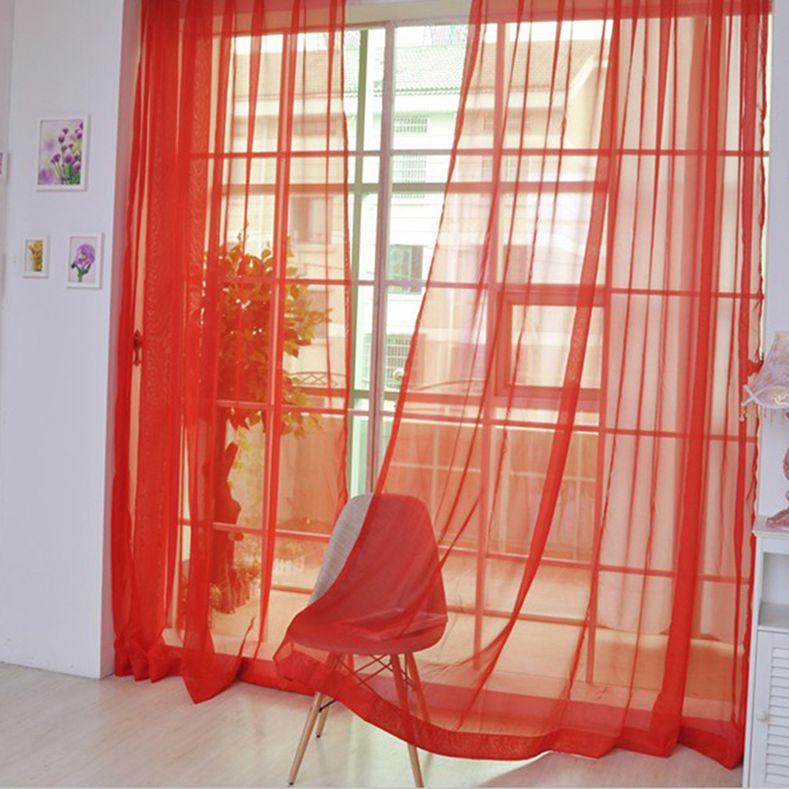 1 Pcs Colorful Sheer Tulle Curtains Polyester Solid Color Rod Pocket Curtain For Bedroom Kitchen Living Room Kid Room Classroom