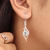 Natural Sky Blue Topaz Gemstone 925 Sterling Silver Designer Jewelry Women Dangle Earring 1.7" CE-22-4