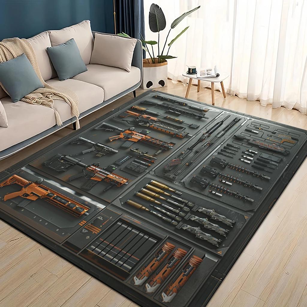 Style Military Shoot Gun Armoury Hot Weapons Rug for Living Room Bedroom Home Sofa Decoration,Kids Floor Mat