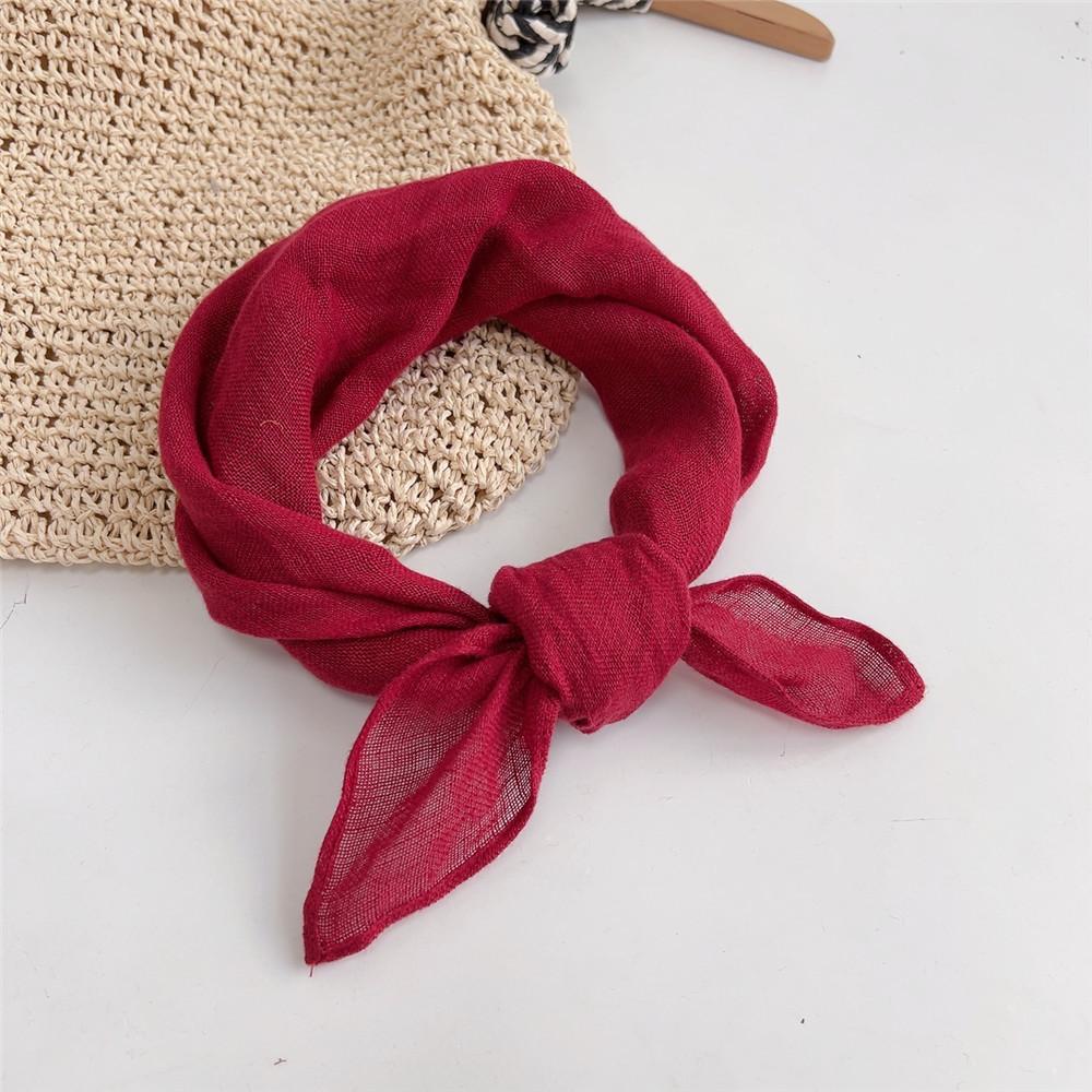 Retro Small Plaid Linen Square Scarf Literary And Versatile Women'S Summer Neck Protection Small Silk Scarf Scarf Accessories