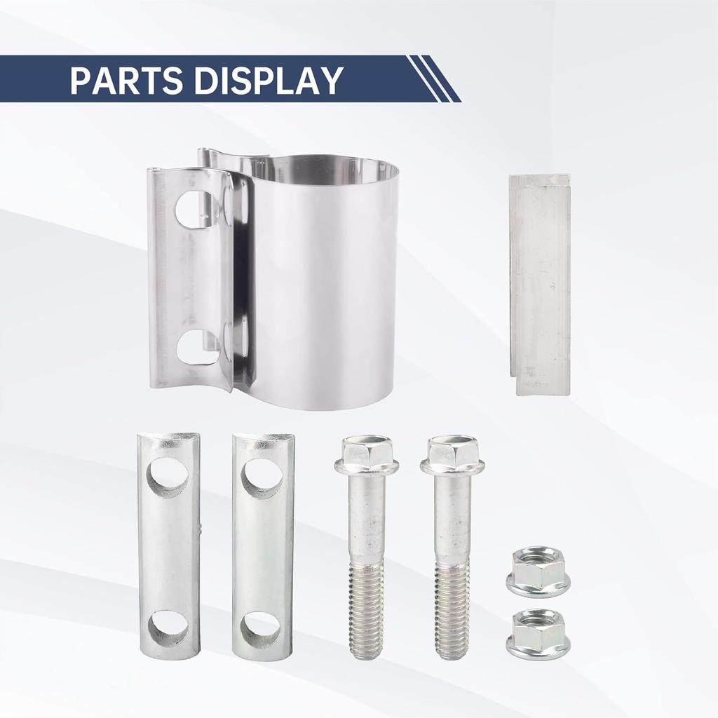 3'' Inch Butt Joint Exhaust Seal Band Clamp,Exhaust Band Clamp T304 Stainless Steel Universal (2 Packs)