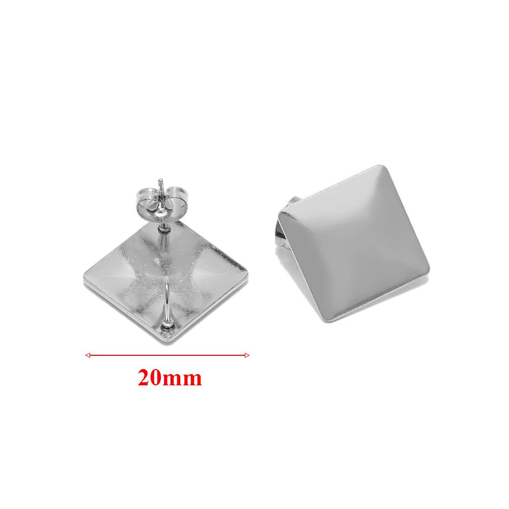 

10pcs Stainless Steel Gold Rhombus Round Big Exaggerated Stud Posts for DIY Fashion Drop Earrings Making Jewelry Findings