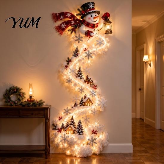 Weihnachtsglocken Lichterketten Magische Pfad Wandleuchte, Zug Baum Stern LED Kaskadierende Feiertagsdekoration Dekorative Innenleuchten mit Warmweiß