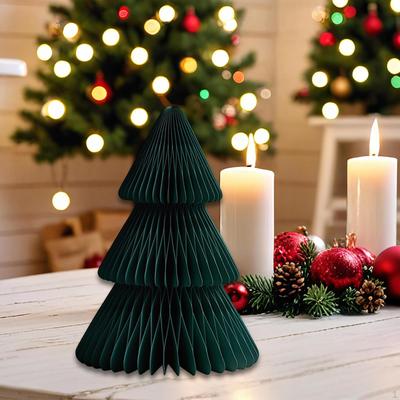 Décoration Arbre de Noël en Papier 3D Nid d'Abeille Moderne Ornement Décoratif de Table
