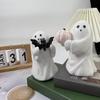 Spooky Ornament, Bat Pumpkin Ghost Model Halloween Decoration, Resin Ghost Figurine for Home Desktop Garden Holiday Decor
