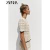 Zaprha 2025 Summer New Sweet Contrast Color Hollow Design round Neck Short sleeve Knit cardigan 6771121