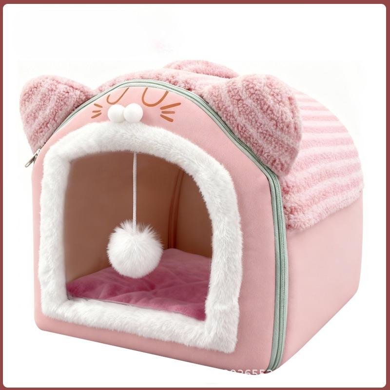 Pet Litter Cat Litter Plush Warm Pet Litter Cat Villa Pet Bed Dog Litter Pet Fully Enclosed Litter Removable and Washable