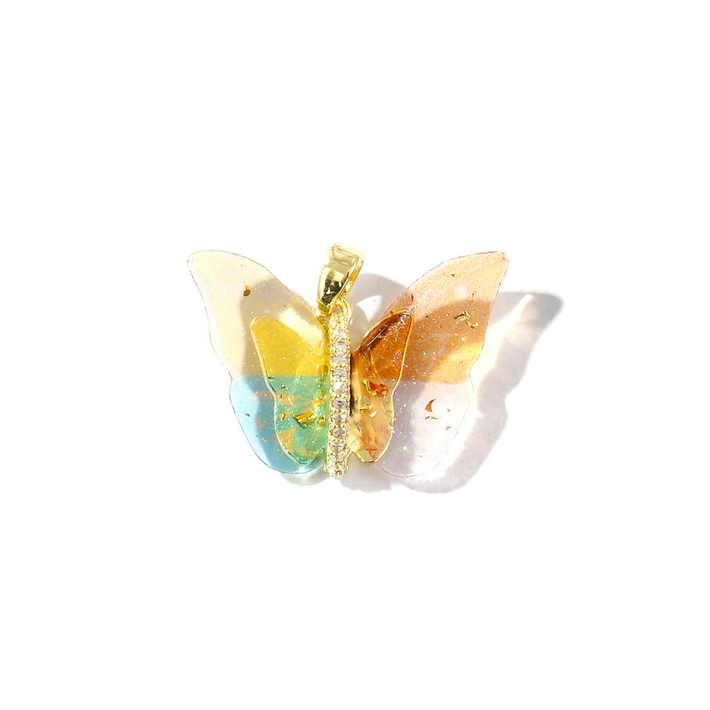 1 Piece Resin Insect Charm 18K Gold Plated Butterfly Animal Brass Pendants For DIY Necklace Bracelet Jewelry Making 24mm x 20mm