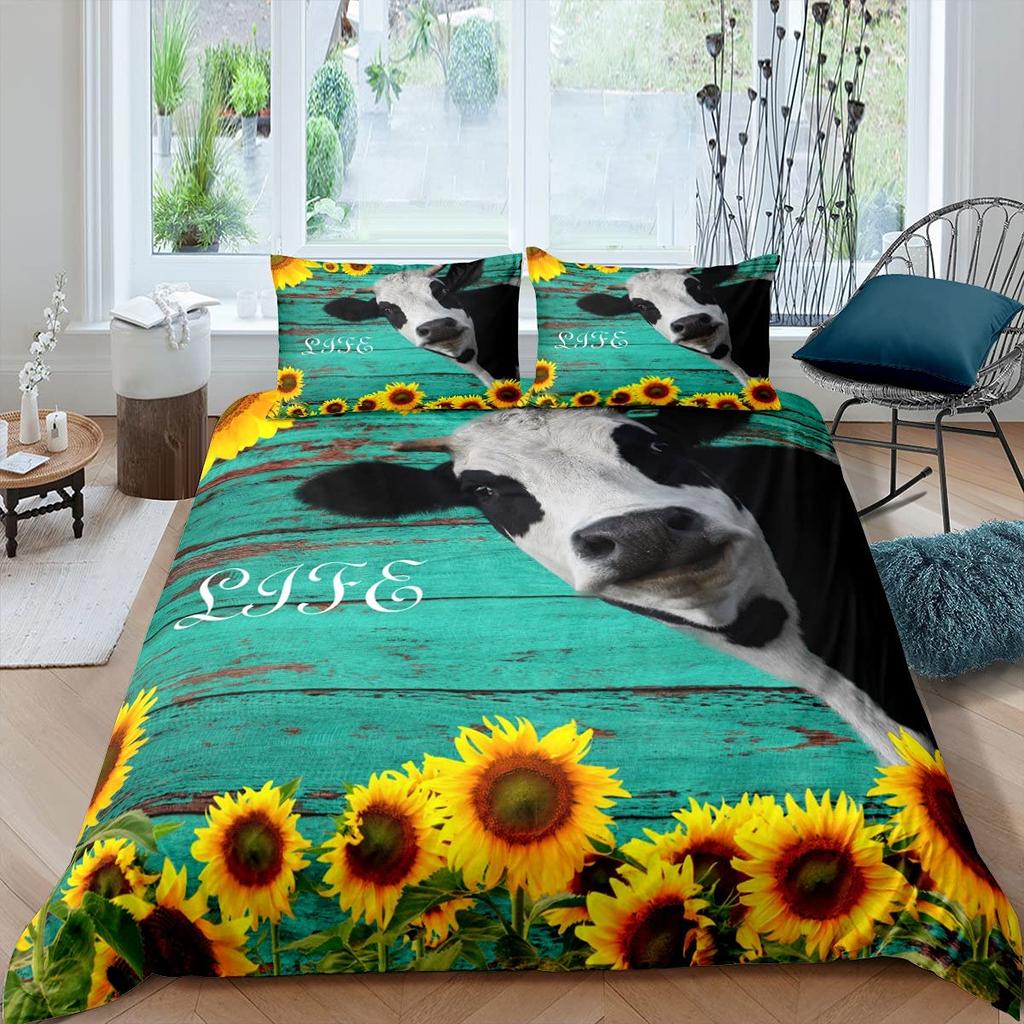 Cow Duvet Cover Sets For Children Comforter Covers Lightweight Down Room Decor Queen Size 2 Pillowcases 1 Duvet Cover No Quilt