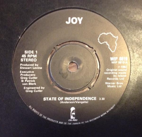 

7inch Record JOY 32 State Of Independence PataPata WIP6819 Island Records 1982 UK Dance Electronica Used