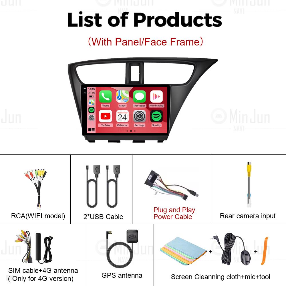 Android 14 Car Radio For Honda Civic 2012 2013 2014 2015 -2017 Multimedia Video Wireless Carplay Auto AutoRadio GPS Navigation