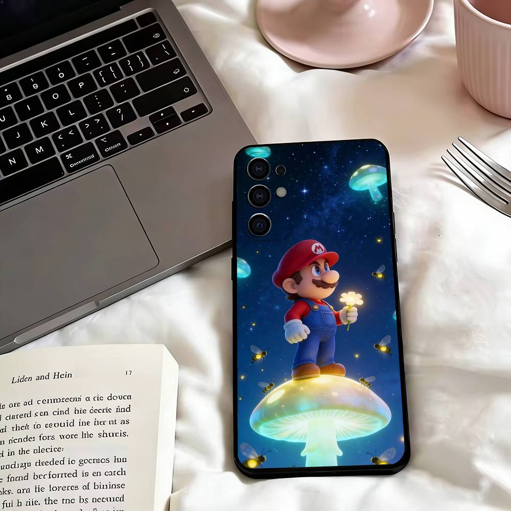 Games M-Mario Cartoon Phone Case For Samsung S25,S24,S21,S22,S23,S30,Ultra,S20,Plus,Fe,Soft Silicone Black Cover