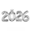 Crown 2026 Digital Aluminum Film Balloon Christmas Decoration for Home Navidad New Year Party Decor New Year Arrangement Props