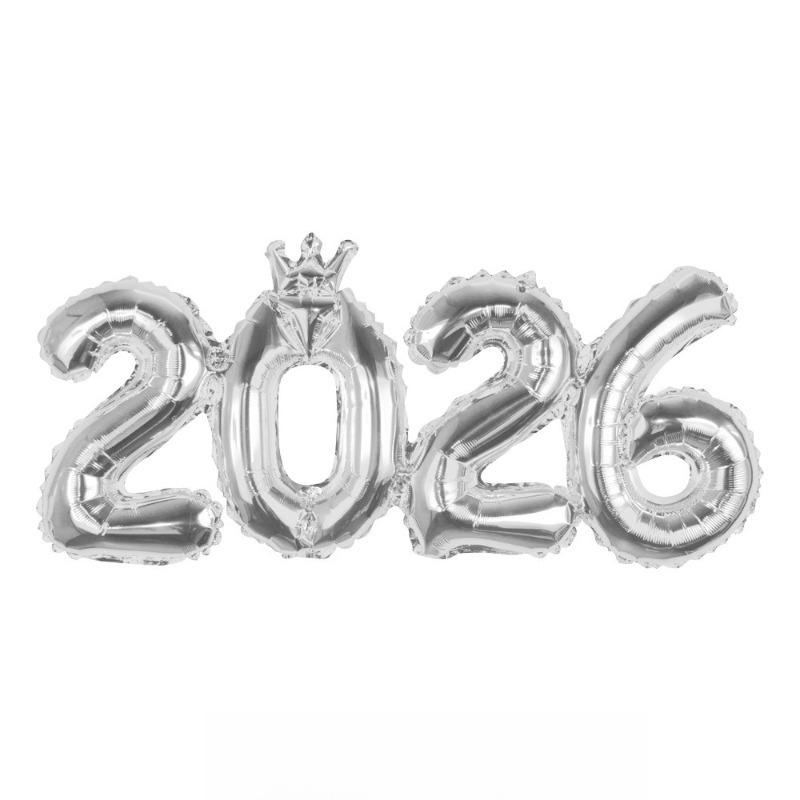 Crown 2026 Digital Aluminum Film Balloon Christmas Decoration for Home Navidad New Year Party Decor New Year Arrangement Props