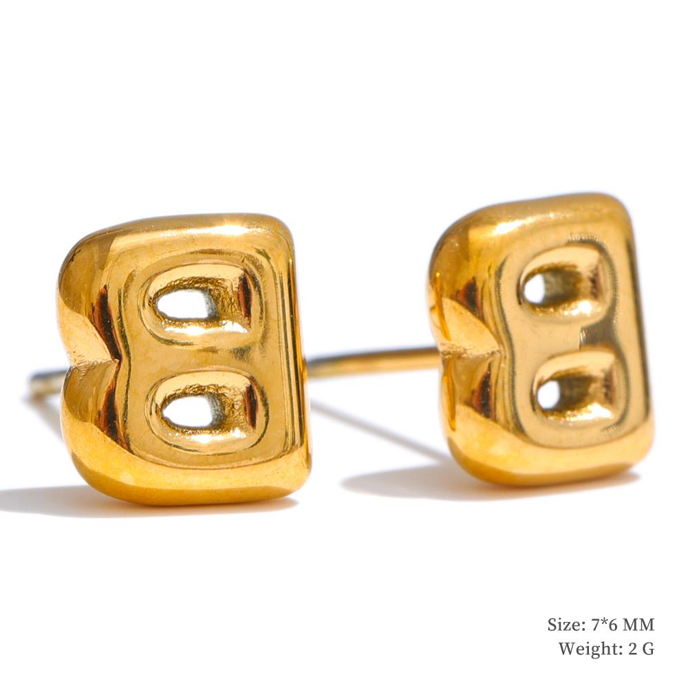 Yhpup 26 Initial Letter A-Z Stainless Steel Gold Color Stud Earrings 18K PVD Waterproof Plated Daily Versatile Basic Jewelry