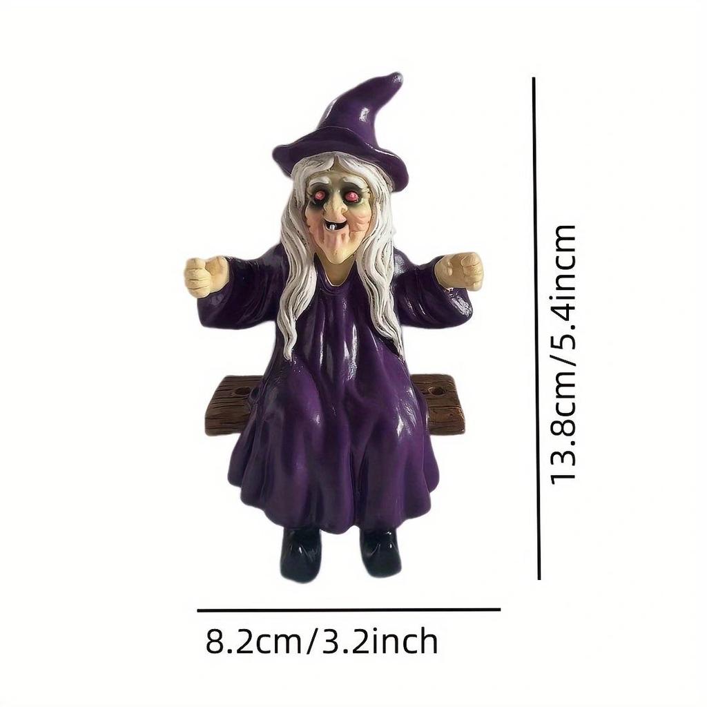 Ghost and Witch Pendant Set: Black-Clad Ghost Swing, White-Clad Ghost with Cat, Purple-Clad Witch for Courtyard & Garden Decor