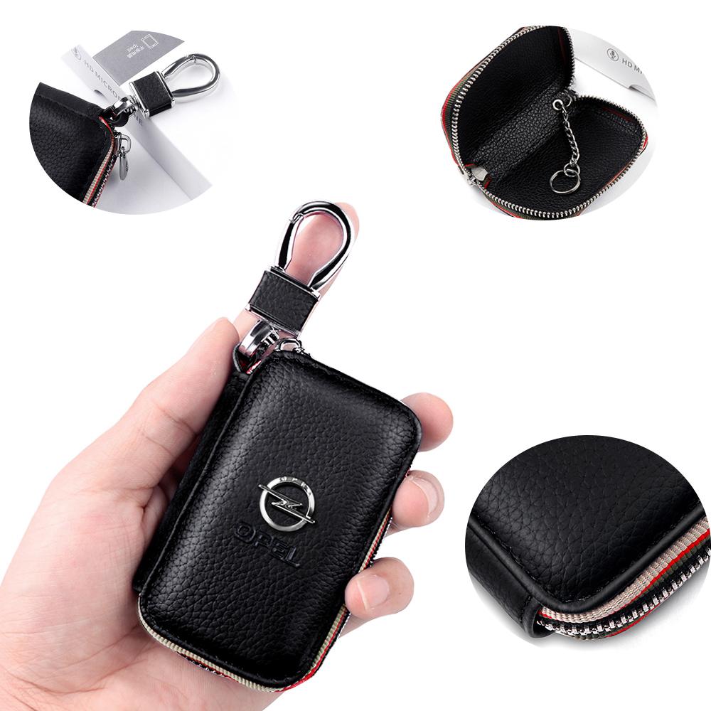 Leather Car Styling Key Card Organizer Portable Storage Bag Wallet Decor For Opel Opc Astra K Vivaro Corsa Zafira Insignia Mokka BL6