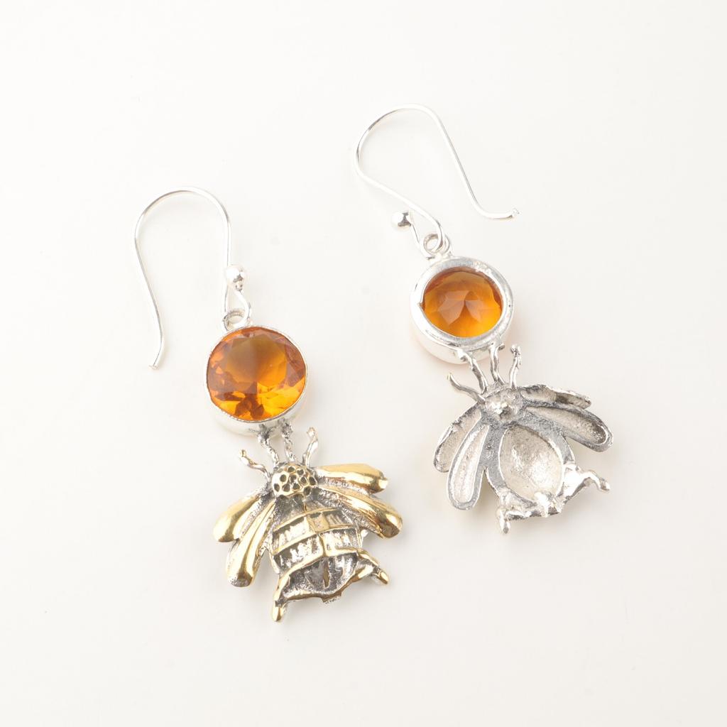 Citrine Gemstone 925 Sterling Silver Jewelry Handcrafted Drop Dangle Earrings 2" EE-154-4