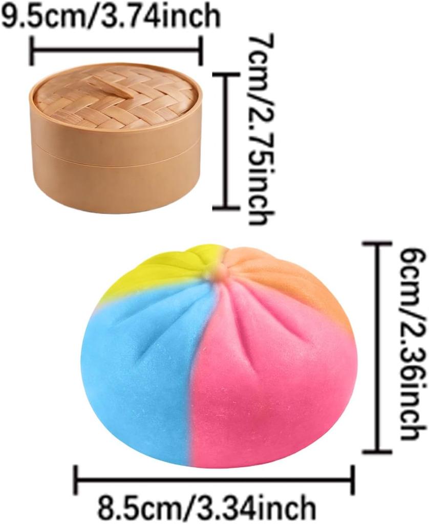 Aesthetic Rainbow Bun: Realistic Food Squishy With Steamer, Creative Mechanical Fidget Clicker, Trendy Adult Hobby Gift