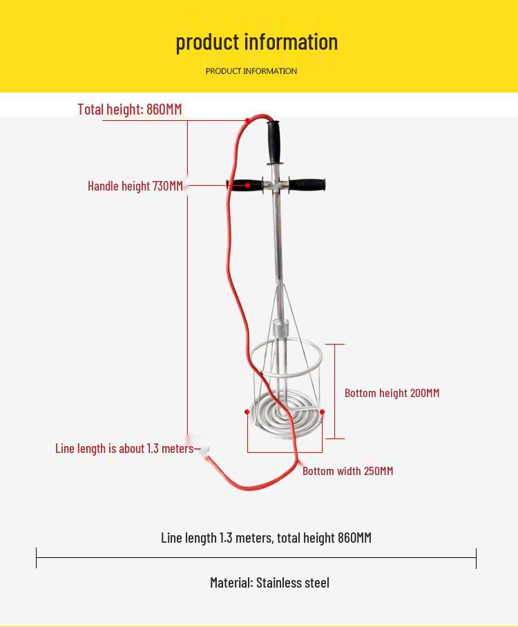 Heat-Resistant Asphalt Heater Rod with Thick Rubber Coating, Heightening Feature & Stainless Steel Red Handle