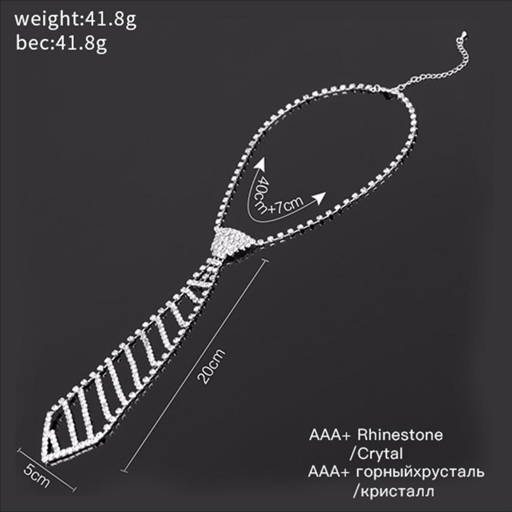 Clavicle Chain Korean Style Choker Women Necklace Rhinestone Tie Long Necklace Crystal Neck Tie
