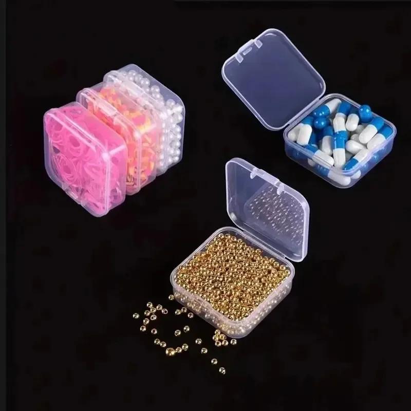 1PC Transparent Plastic Box Nail Decoration Packaging Box Female Jewelry Handheld Diy Handmade Material Desktop Storage Box Set