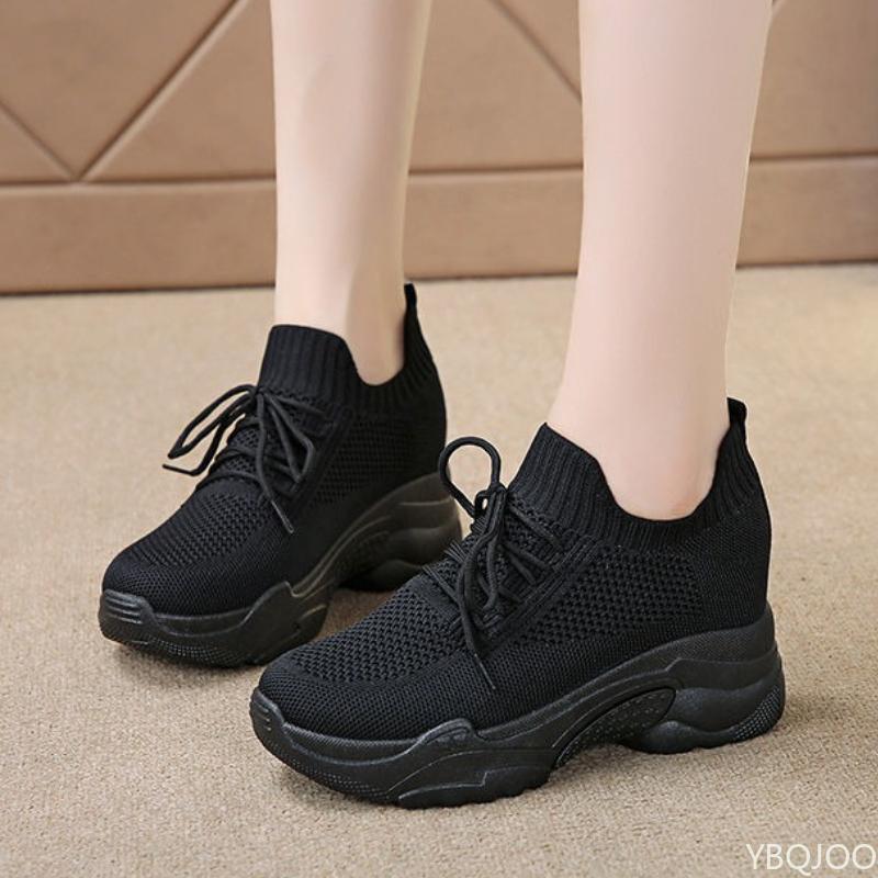 Fashion Female new spring casual comfortable sports shoes with increased height inside breathable thick soled mesh casual women's shoes