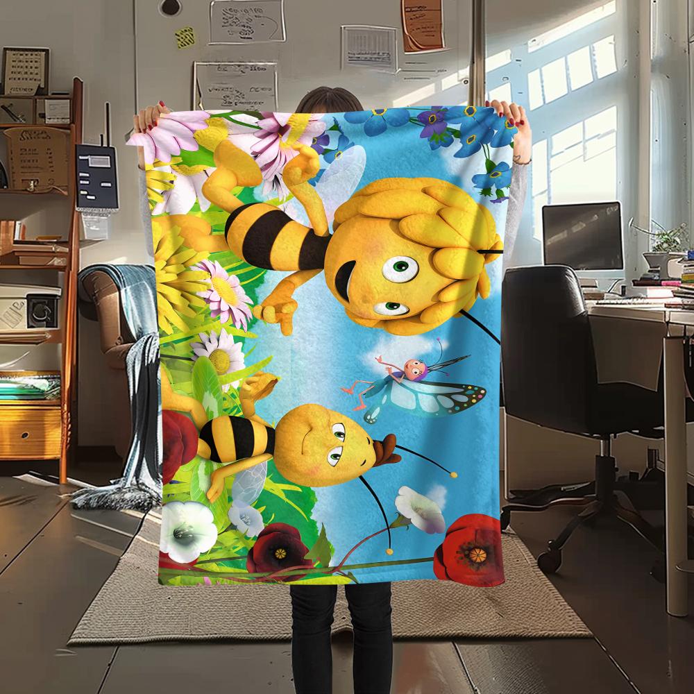 Maya the Bee Print Flannel Blanket,High Quality Comfortable for All Seasons,Home Decor,Warmth and Comfort,Perfect for Christmas Gifts