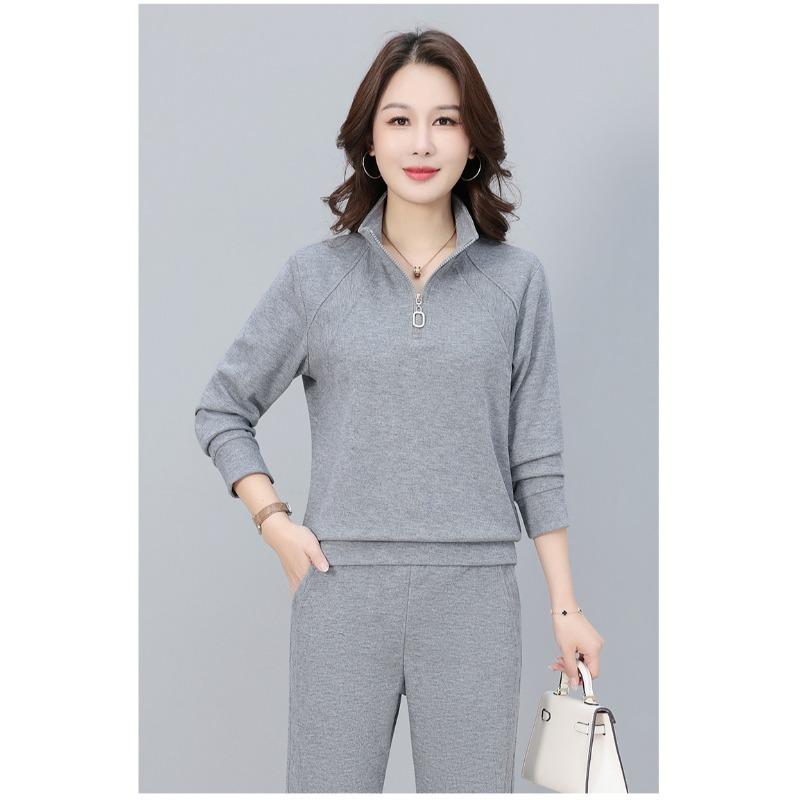 Fashion Stand Collar Half Cardigan Zipper Sport Suit for Women Spring Autumn Casual Sports Outfit Tracksuit for Ladies