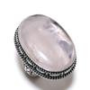 Natürlicher Rosenquarz Edelstein 925 Sterling Silber Schmuck Ring Größe 7 h5j19