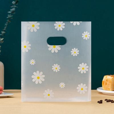 50Pcs Plastic Frosted Coffee Bread Shop Bakery Cookies Pastry Food Takeaway Handbags Party Gift Packaging Bags
