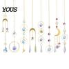 Sun Catcher Pendant Faux Crystal Suncatcher, Colorful Prisms Window Hanging Catcher, Moon Suncatcher Rainbow Maker Chain for Garden Home Decor Star