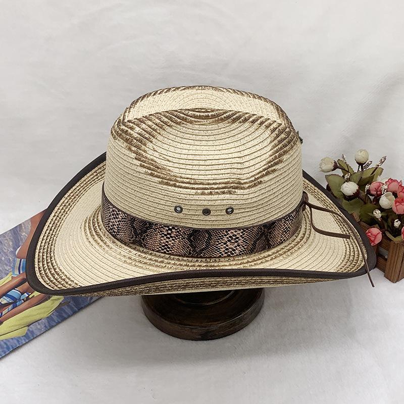 Spring And Summer Men'S And Women'S Western Denim Straw Straw Hat Shading Knight Hat Sun Hat