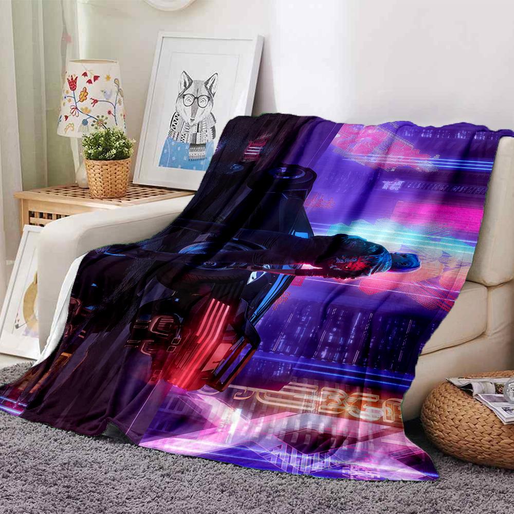 Cyberpunk Future Cityscape Blanket Soft Throw Blanket For Home Bedroom Bed Sofa Travel Office Solid Christmas Blanket