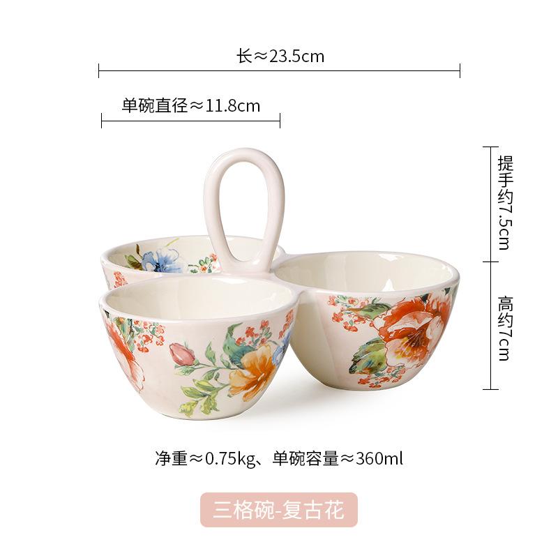 Floral Ceramic Dinner Underglaze Rectangular 12-inch Large Soup Household Set