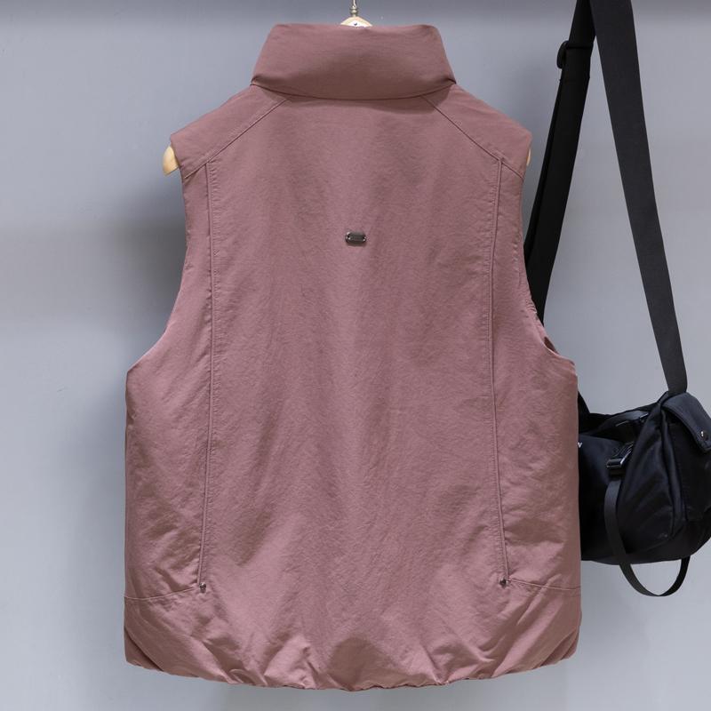 Men 50% White Duck Down Sleeveless Vest, Stand‑Collar Warm Zip‑Up Waistcoat Casual Winter Daily Outerwear Gilet