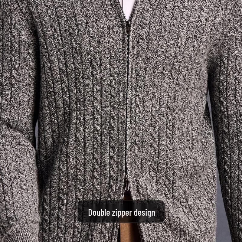Antonio Men's 100% Cashmere Heavyweight Cable Knit Cardigan