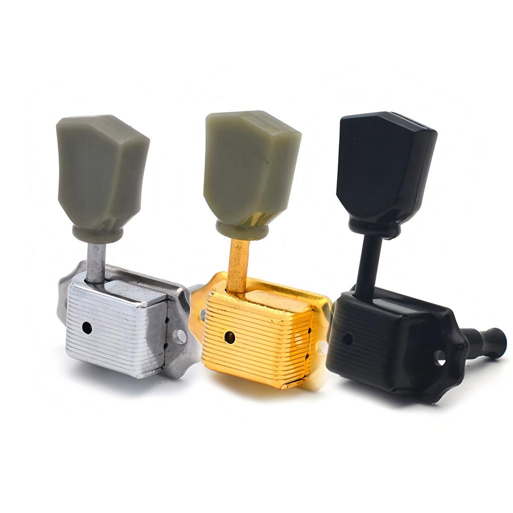 1:15 6 Vintage Jade Electric Guitar Tuning Pegs Semi-closed Acoustic Guitar Tuning Pegs Precise String Tuning; 8mm Hole Diameter